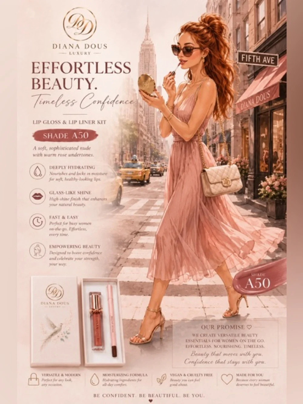 Moisturizing Treatment Soft Rose Lip Oil Gloss & Lip, Liner Hydrating-formula 🇮🇹